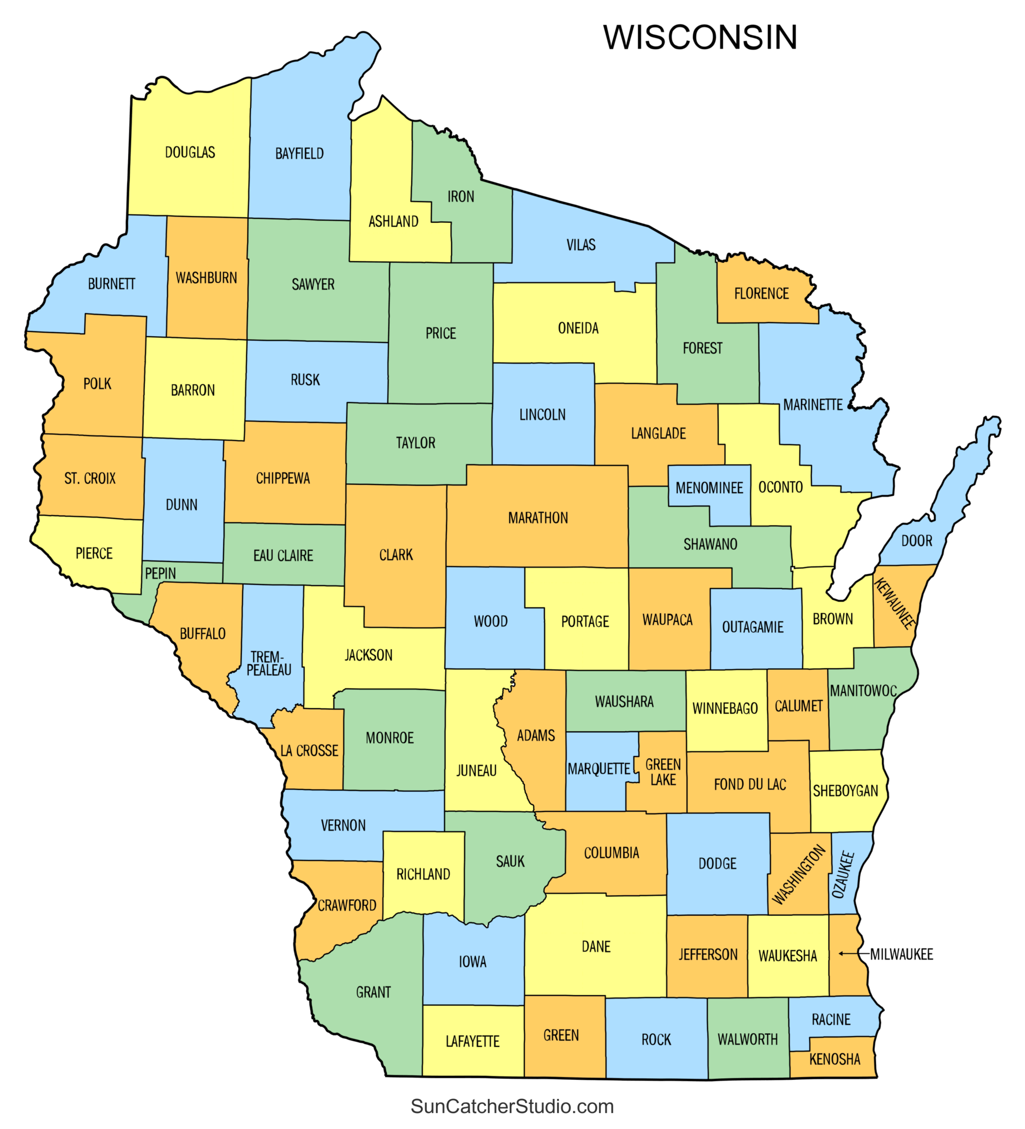 Free Printable Wisconsin Map