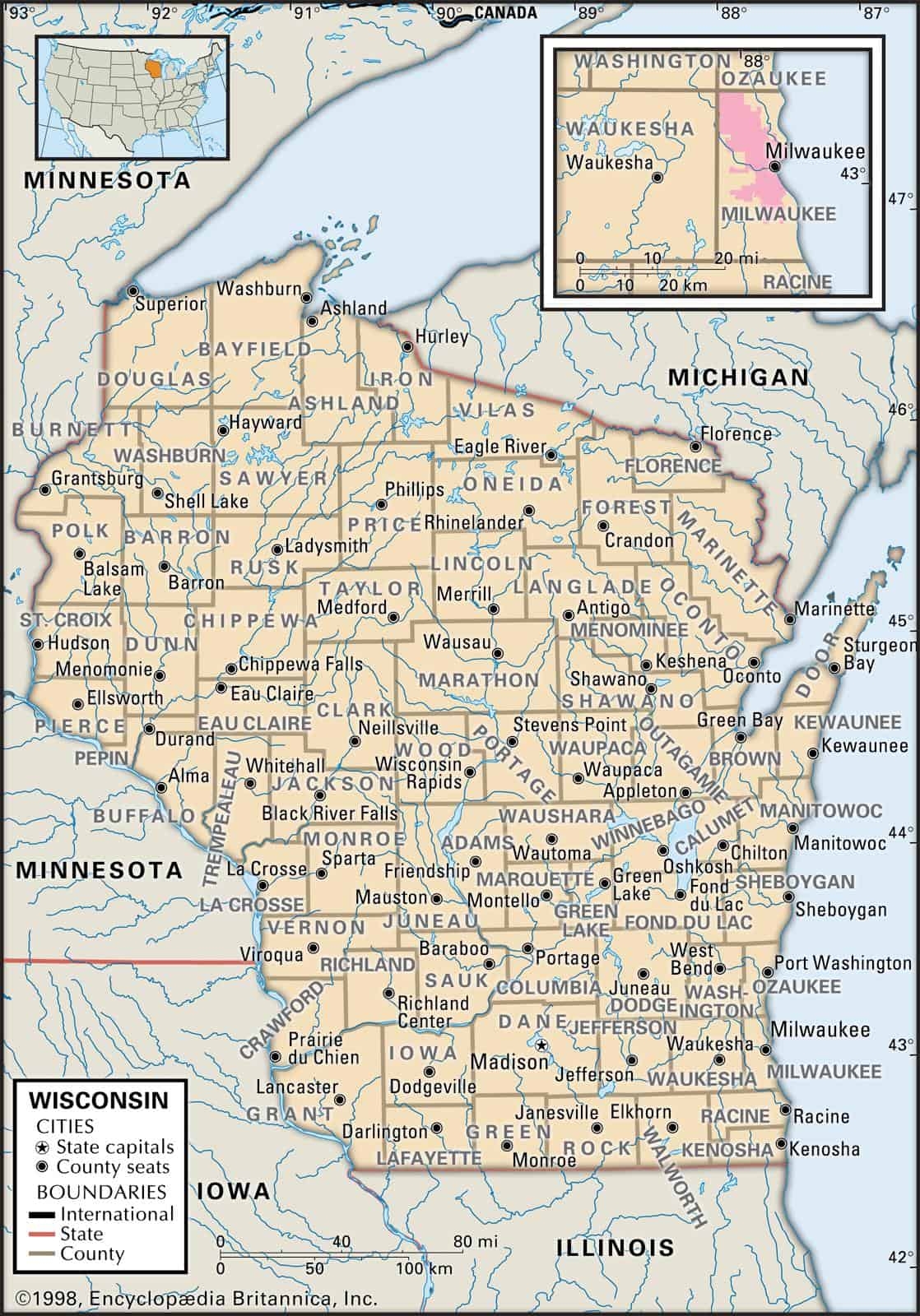 Printable Wi County Map
