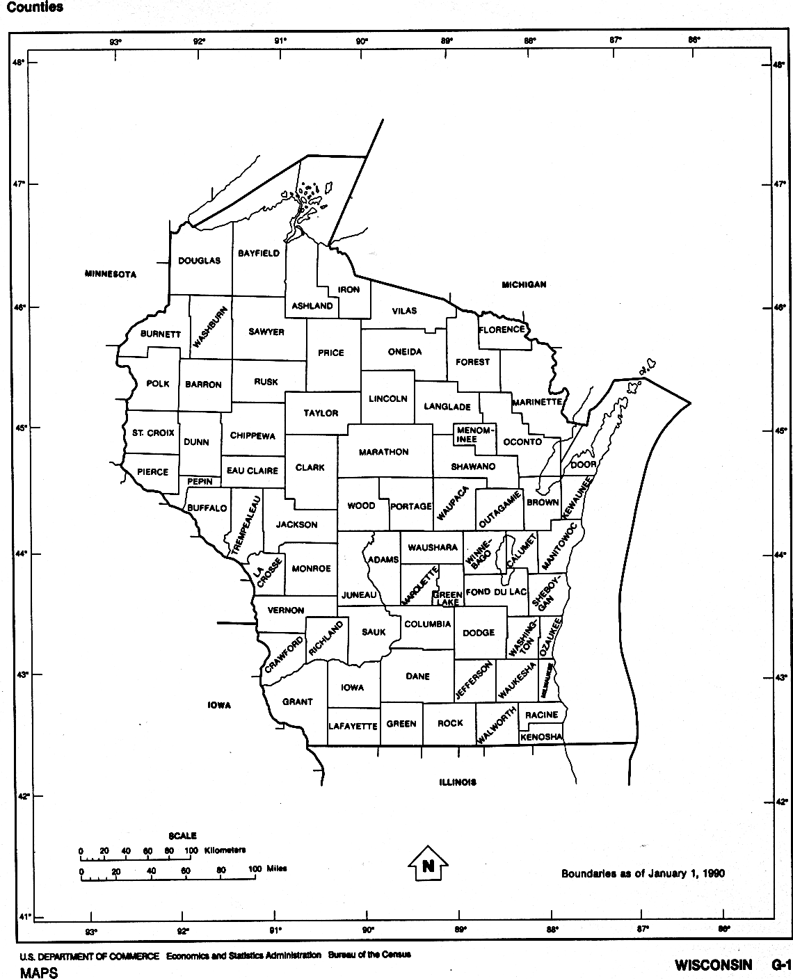 Printable Map Of Wisconsin Counties