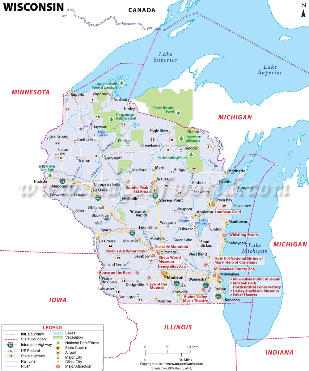 Wisconsin State Guide MapsofWorld Wisconsin State Guide MapsofWorld