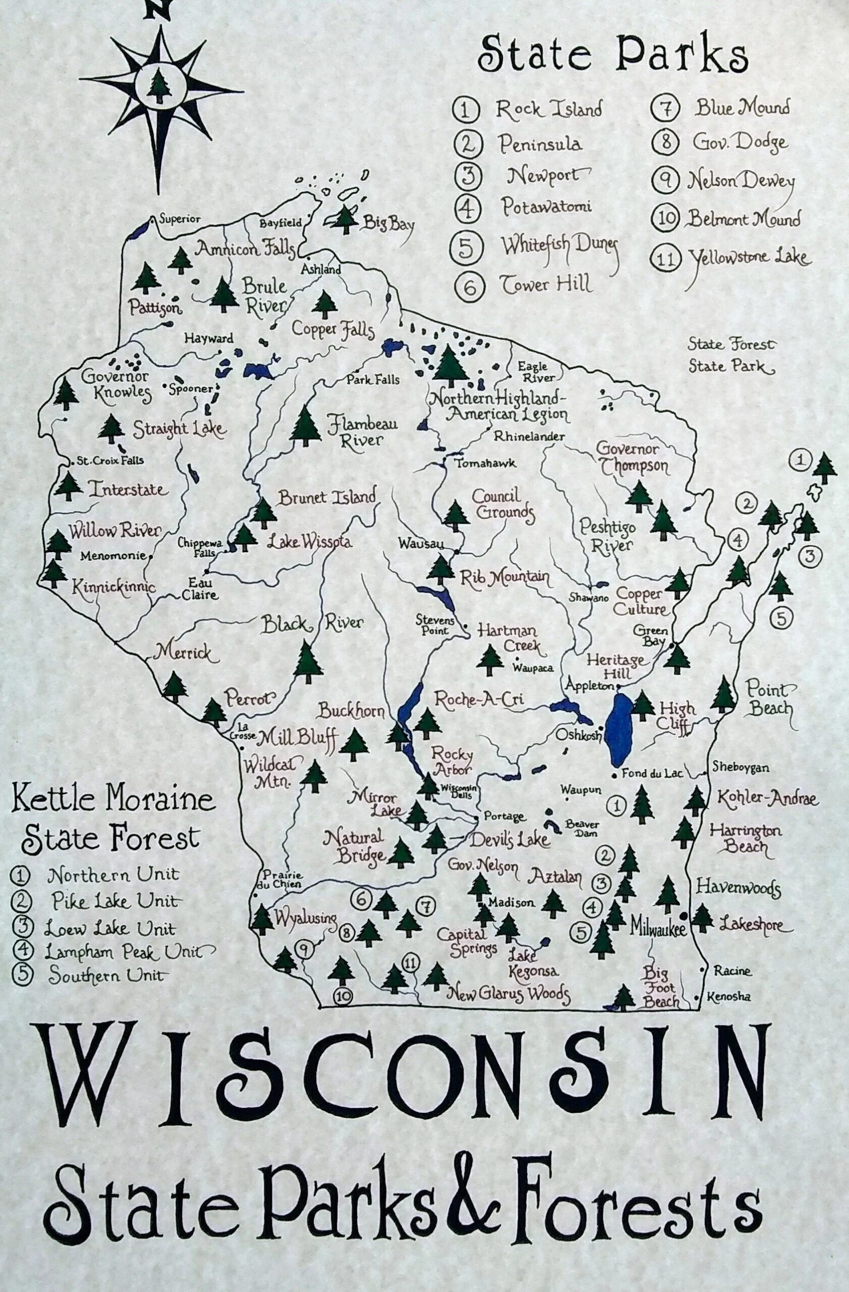 Printable Wisconsin State Park Map