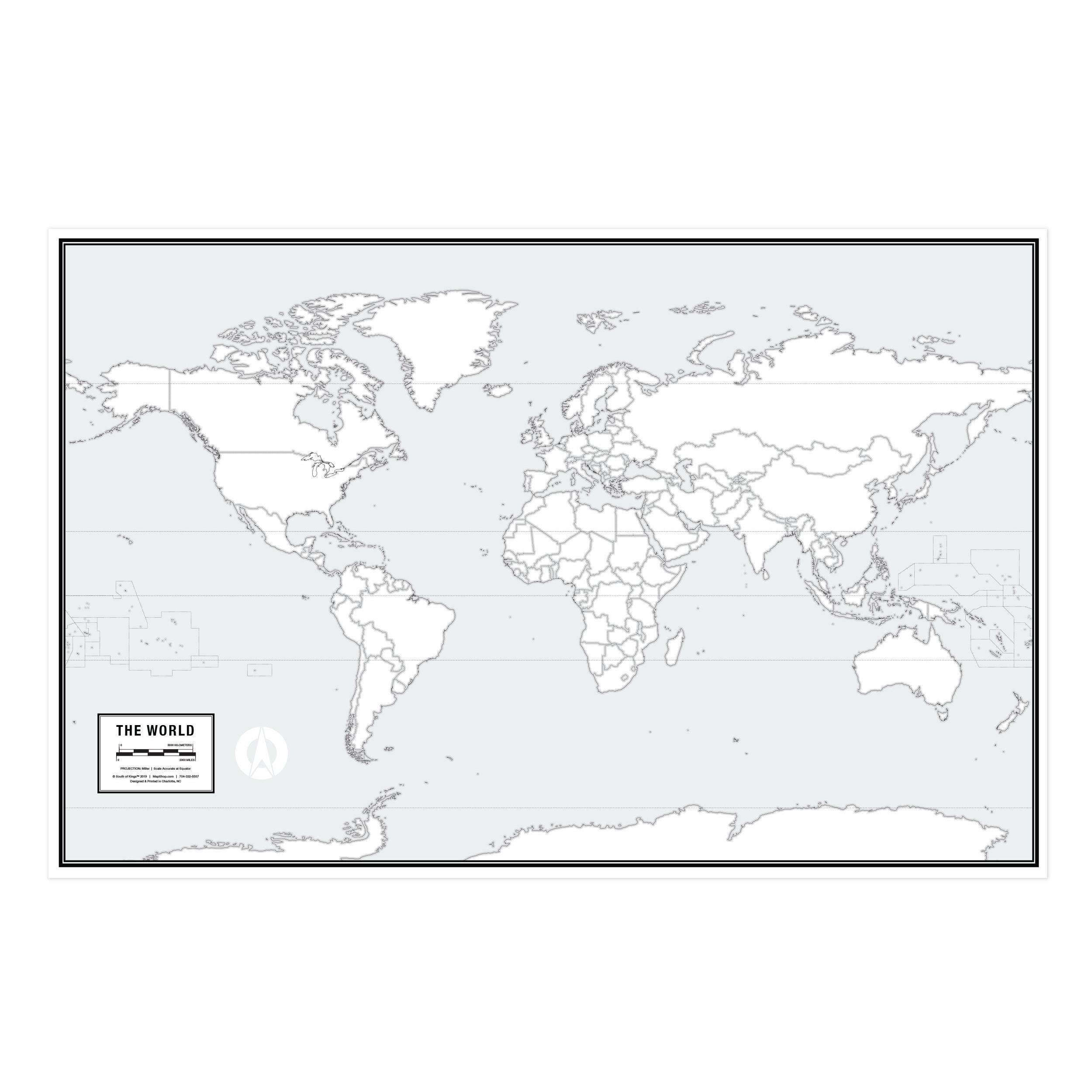 World Blank Wall Map By South Of Kings The Map Shop World Blank Wall Map By South Of Kings The Map Shop