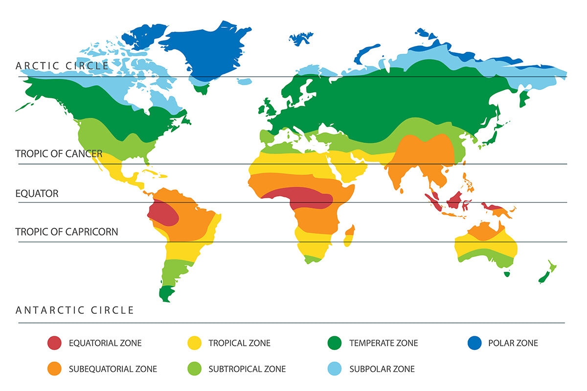 World Climate Map With Temperature Zones By Olena1983 TheHungryJPEG