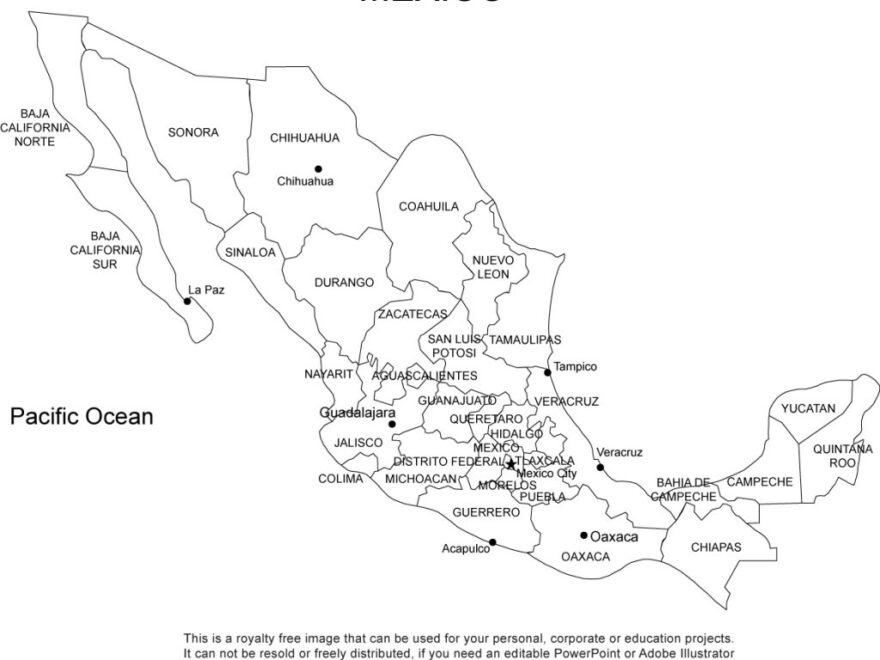 World Countries Mexico Printable PDF Maps FreeUSandWorldMaps