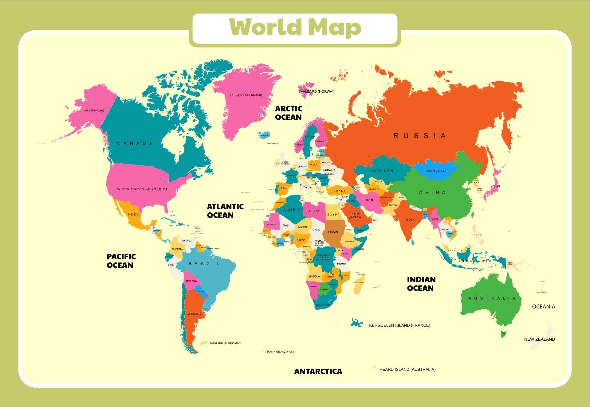 Free Printable World Map Countries