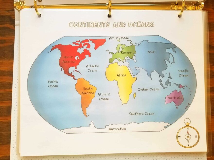 World Map Continents And Oceans Printable Sunshine And Clover 123 Worksheets Library