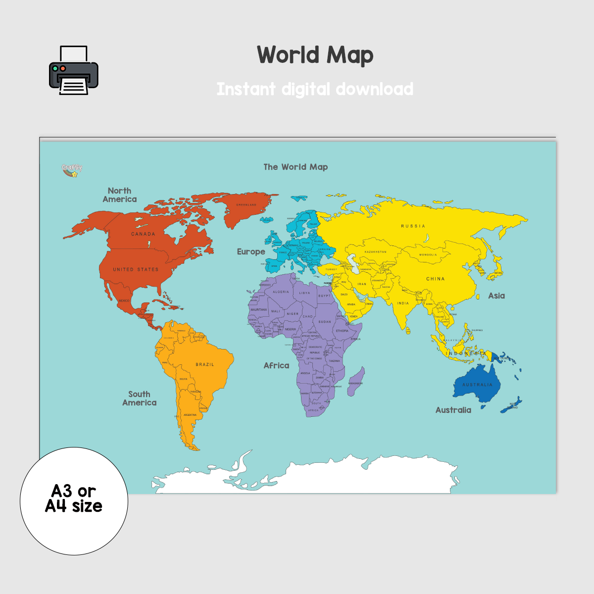 Kid-Friendly World Map Printable