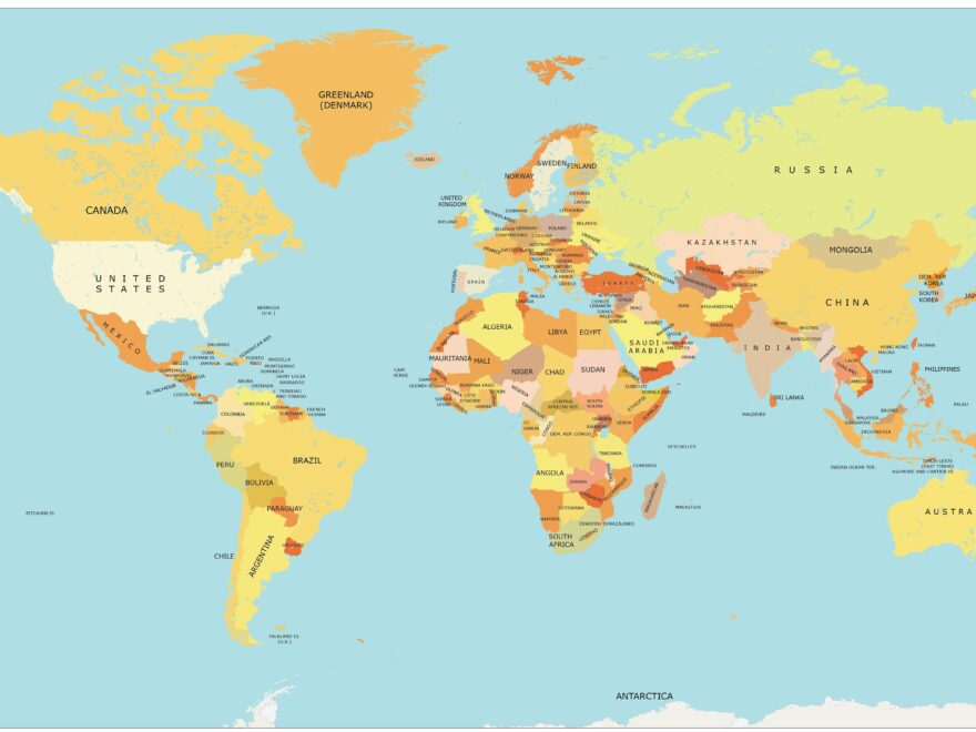 World Map With Countries GIS Geography Worksheets Library