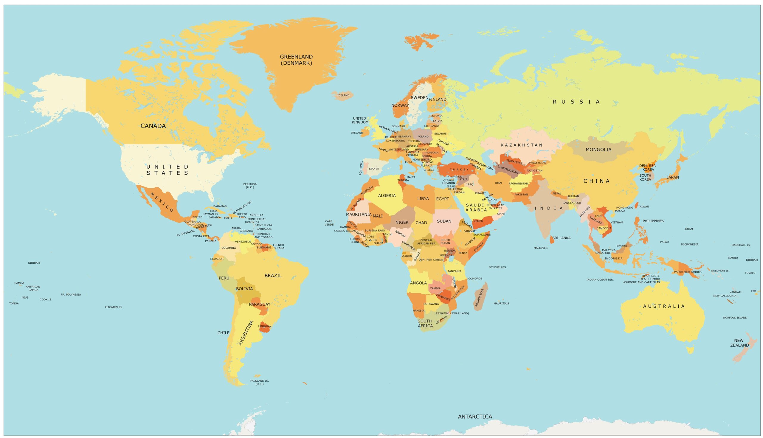 World Map With Countries GIS Geography Worksheets Library