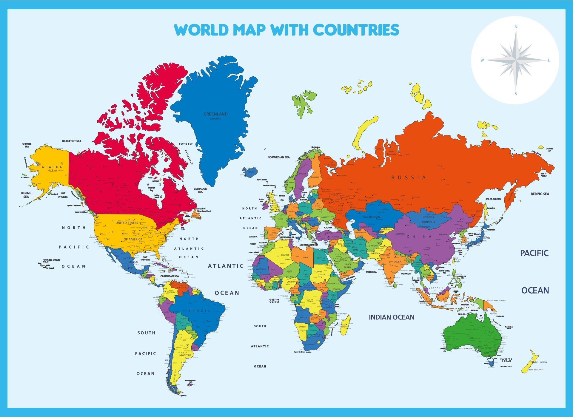Free Printable World Map With Countries Names