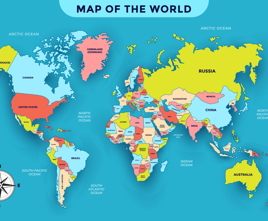Printable Continent Map With Country Names