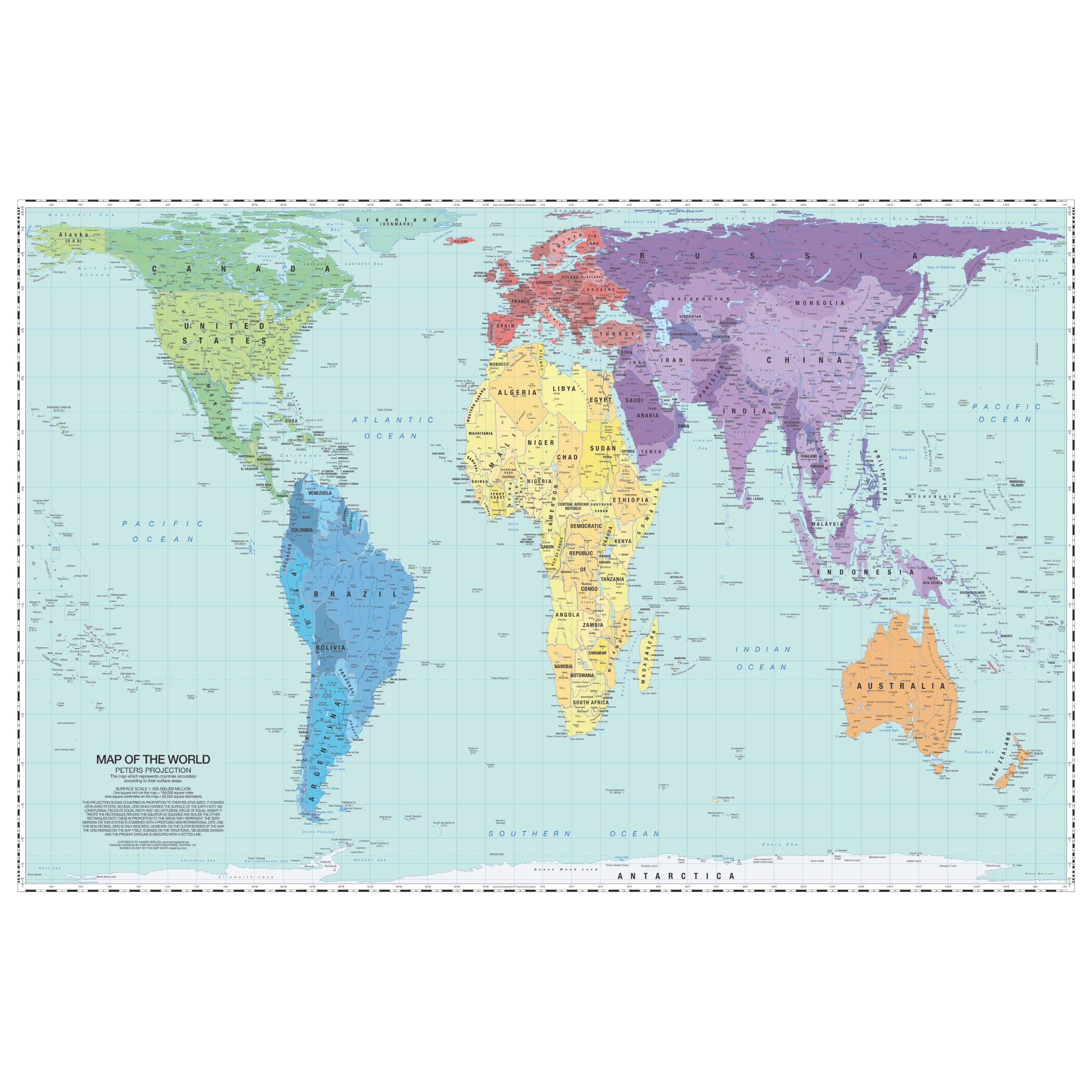 World Peters Projection Wall Map The Map Shop