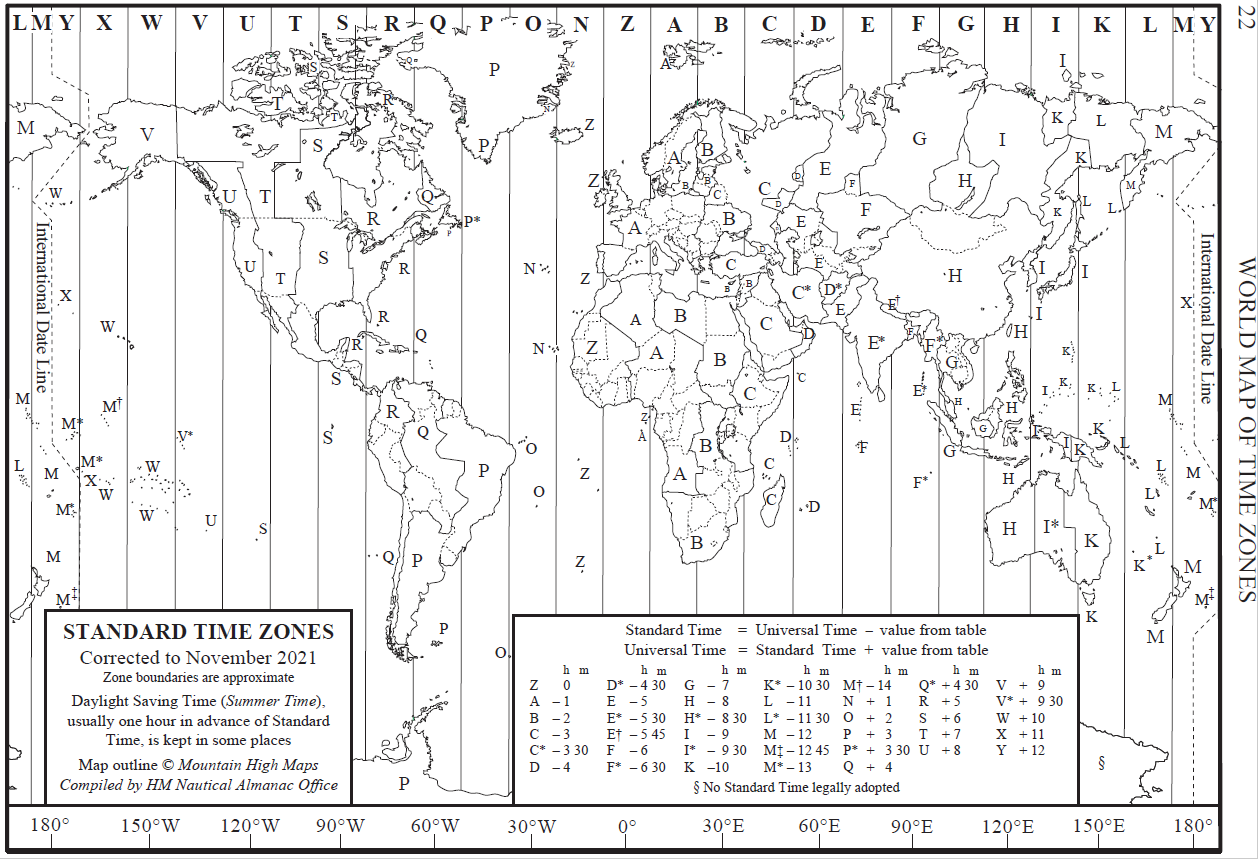 8x11 Map Of Time Zones Printable Free