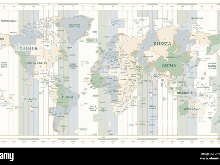 World Time Zones Map Hi res Stock Photography And Images Alamy Worksheets Library