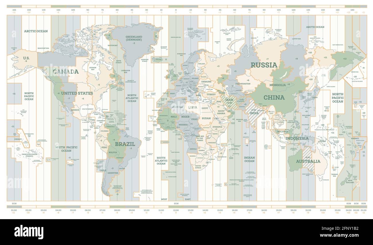 World Time Zones Map Hi res Stock Photography And Images Alamy Worksheets Library