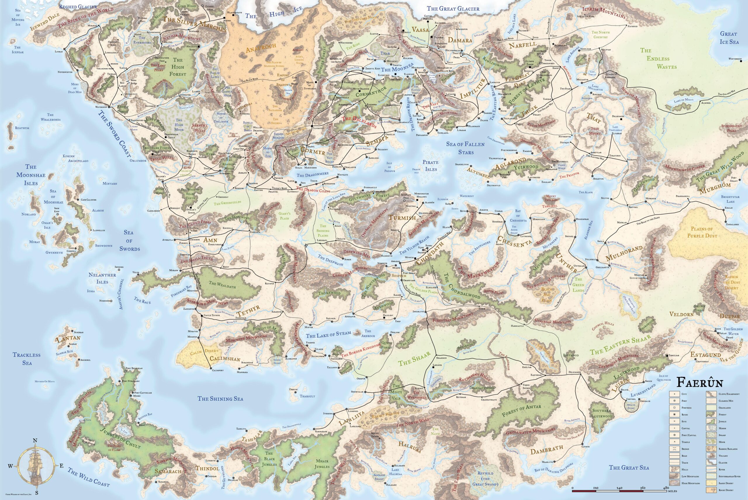 WOTC 3rd Edition Faerun Map R dndmaps WOTC 3rd Edition Faerun Map R dndmaps