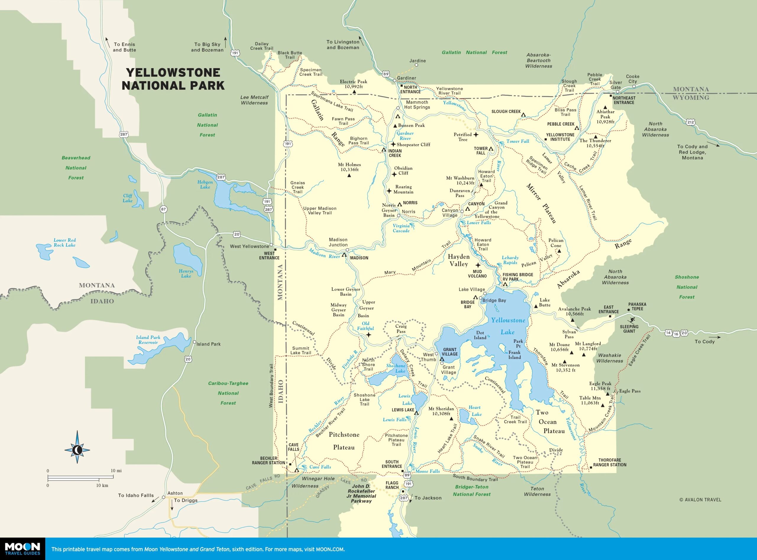 Printable Map Of Yellowston And Motana
