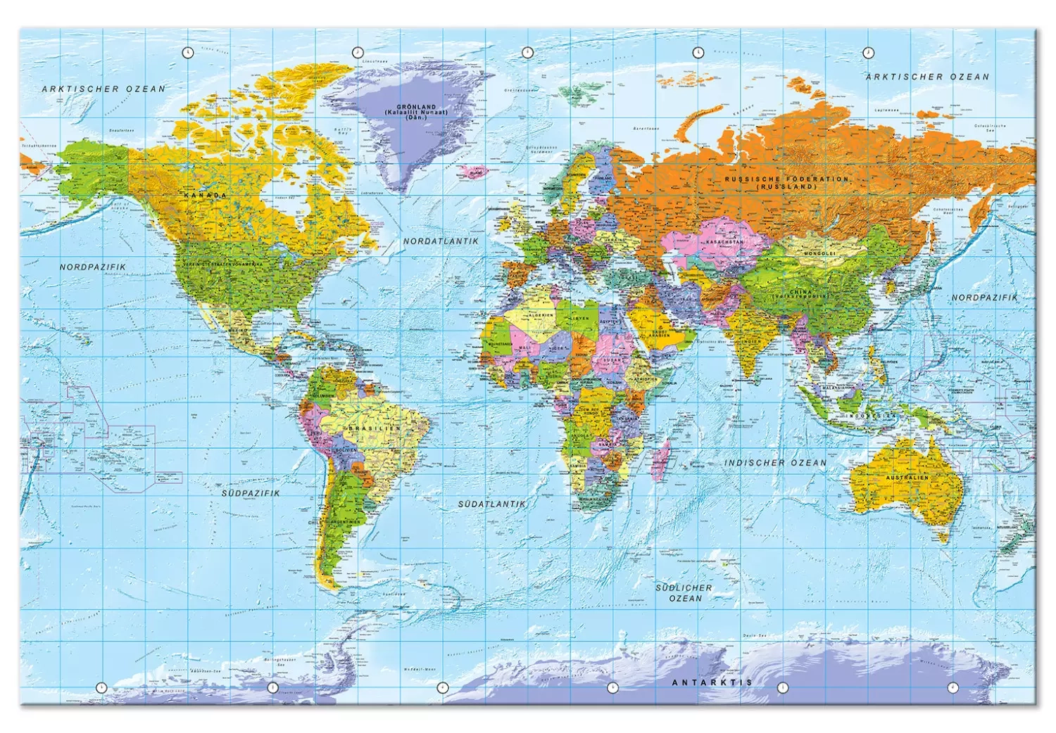 XXL Canvas Print Bold World Map Political World Map With Country Divisions Bimago