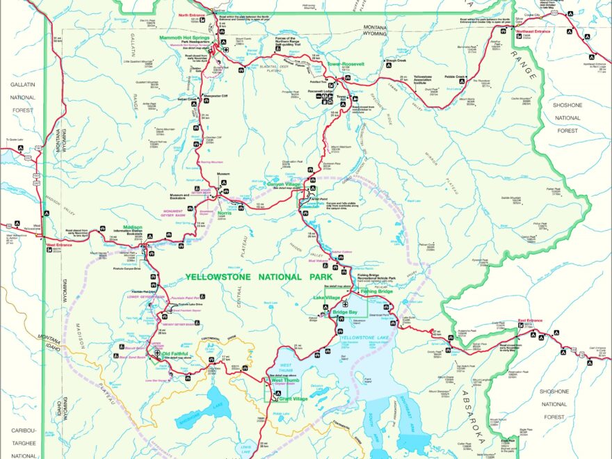 Yellowstone Map USA Detailed Maps Of Yellowstone National Park