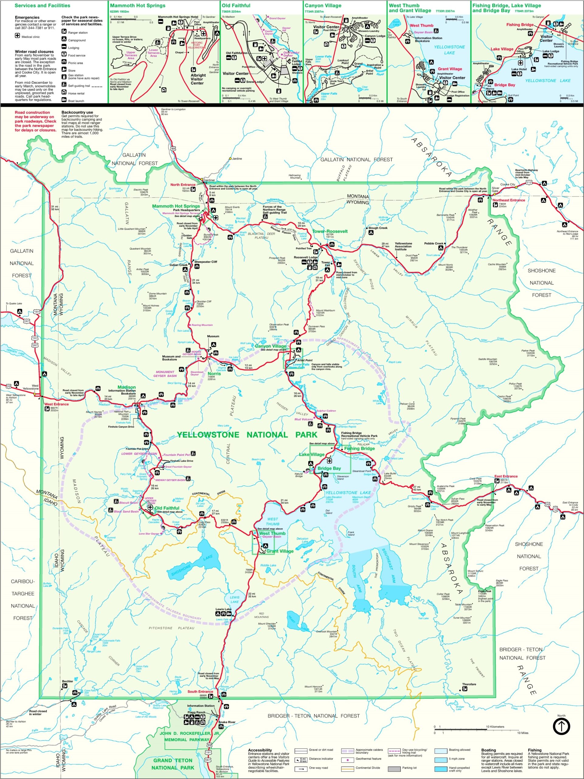 Yellowstone Map USA Detailed Maps Of Yellowstone National Park