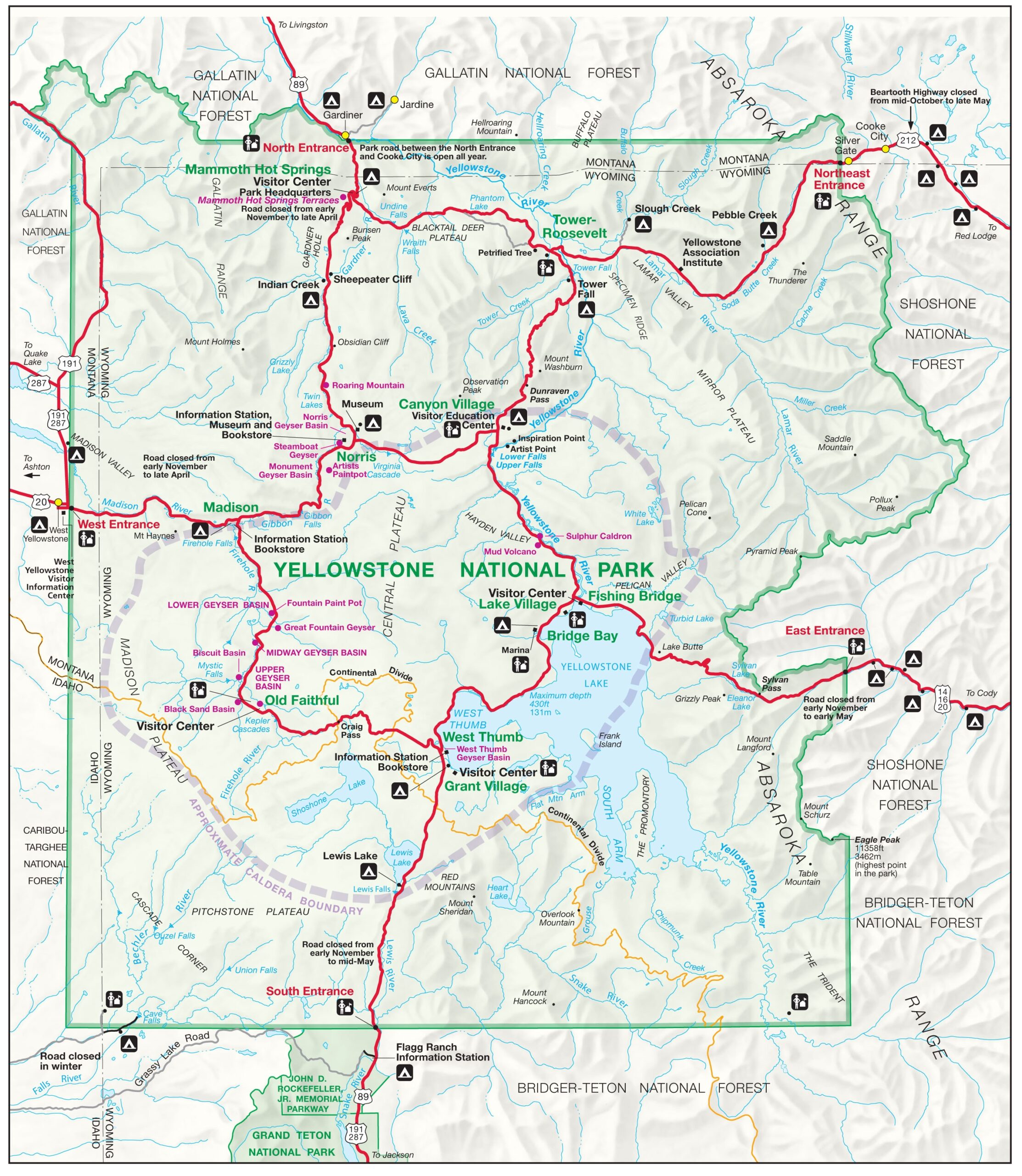 Free Printable Map Of Yellowstone Park