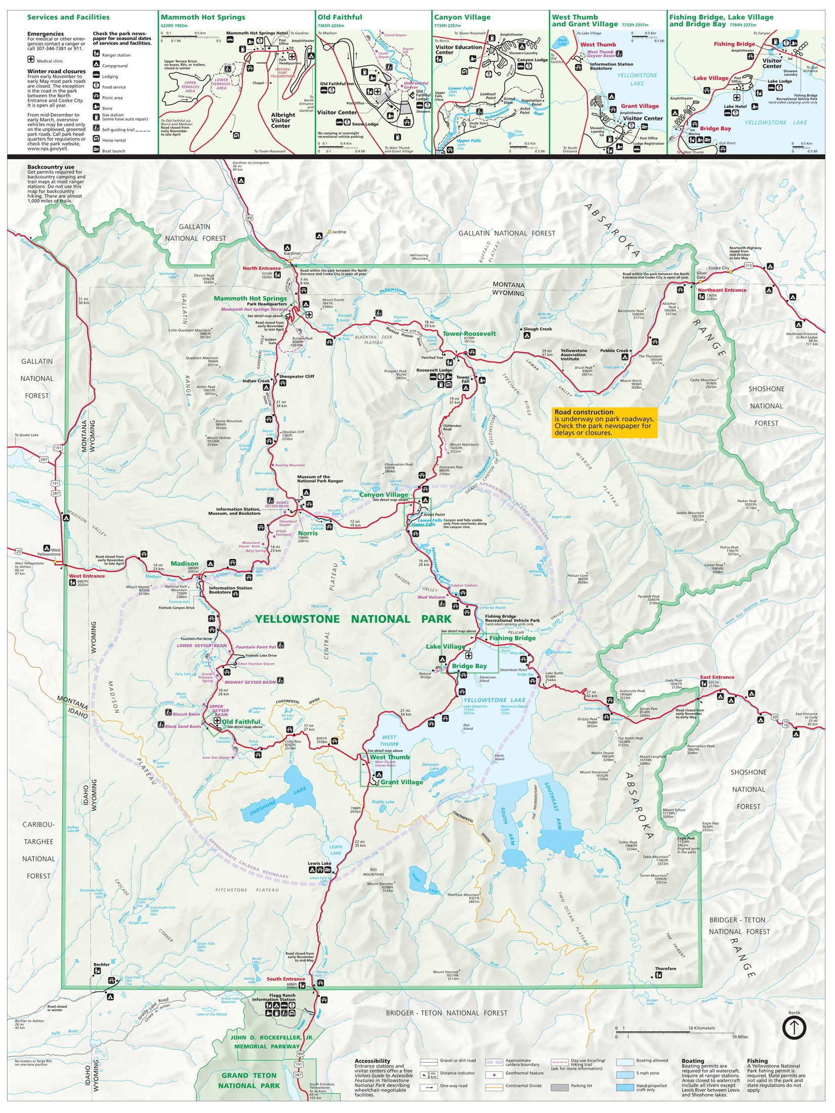 Printable Map Of Yellowstone National Park