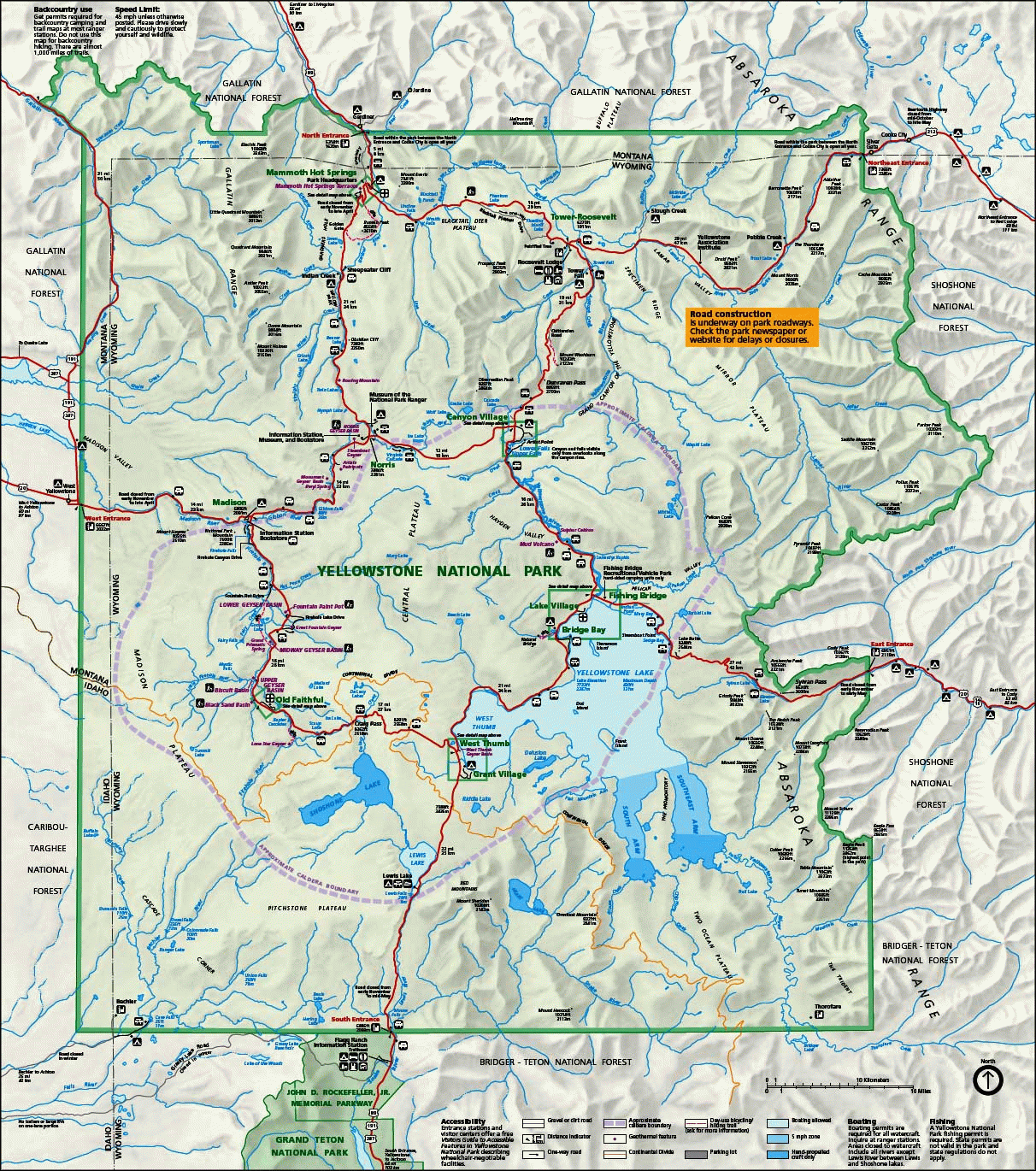 Yellowstone Attraction Map Printable