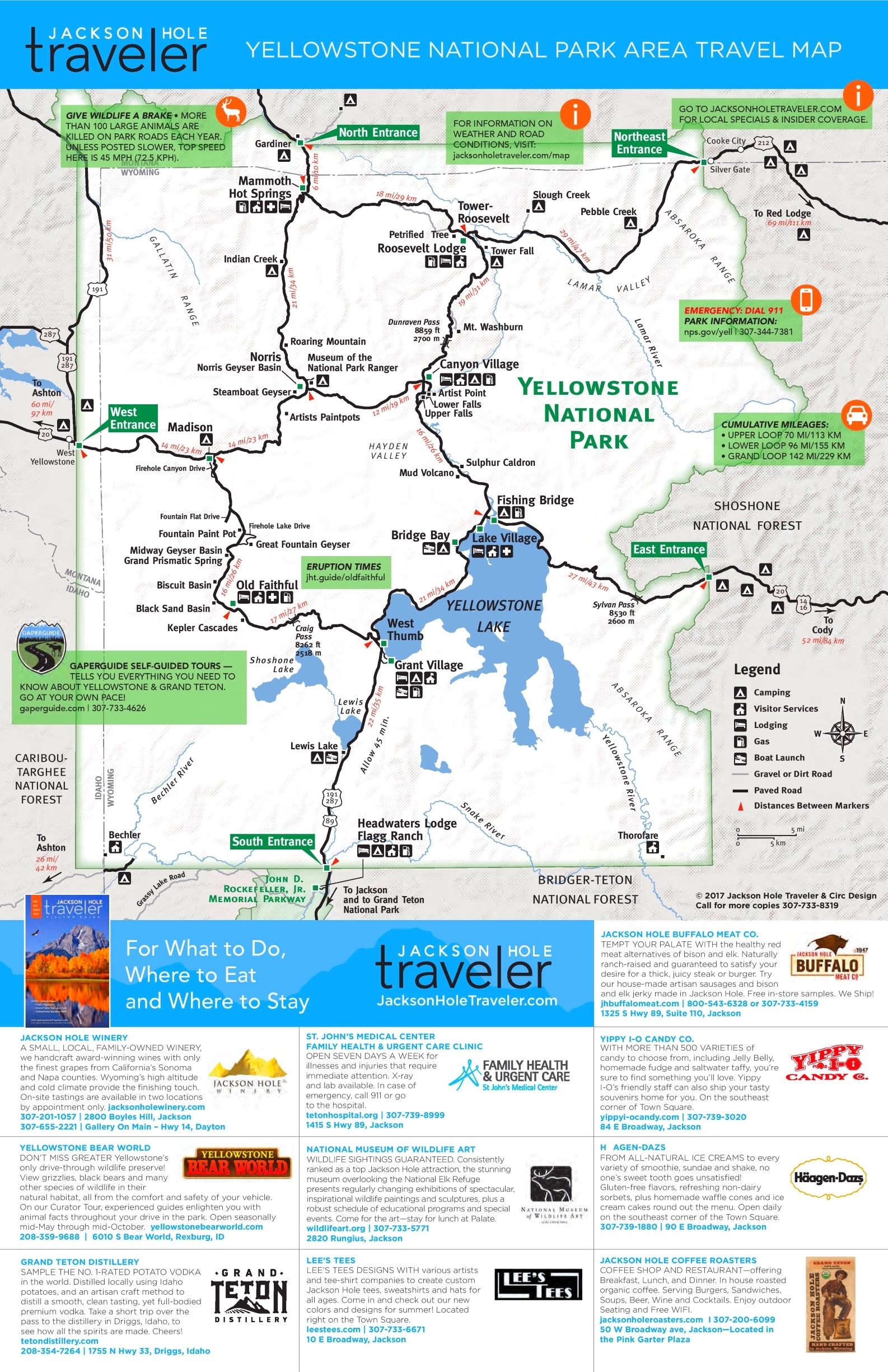 Yellowstone Tourist Map Ontheworldmap