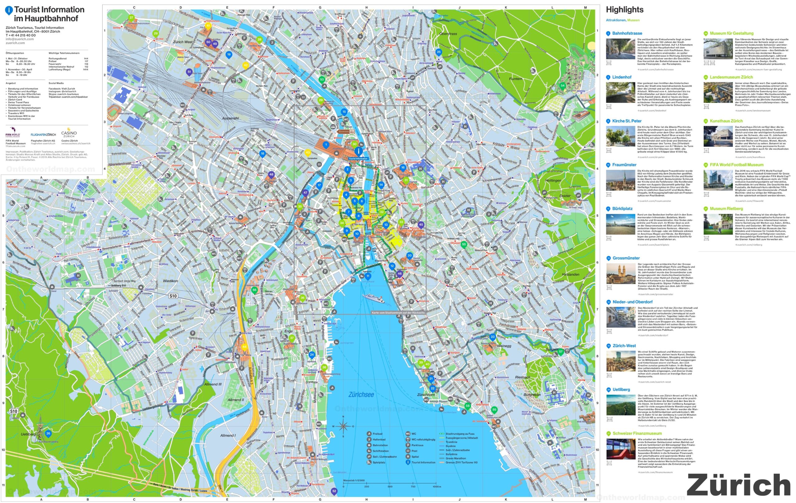 Z rich Tourist Map Ontheworldmap