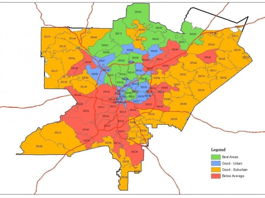 Zip Code Map Atlanta Atlanta Area Zip Code Map United States Of America